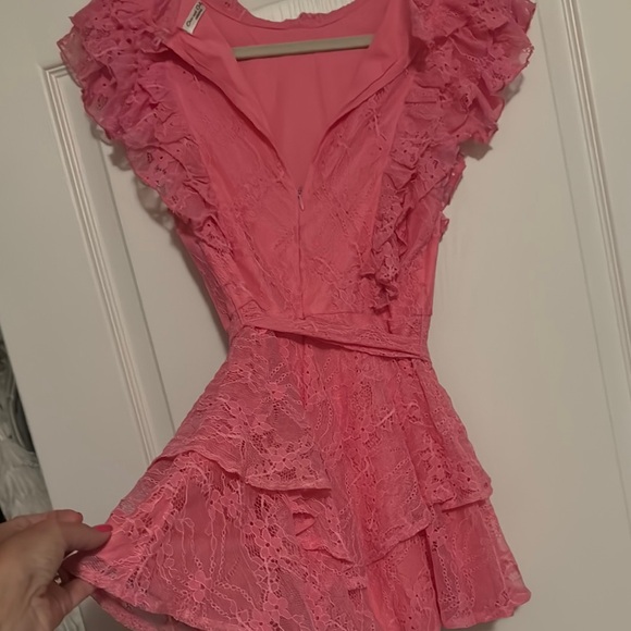 Pink Ruffled Lace Romper - Picture 5 of 5